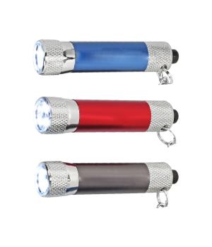 3x Metall-Schlüsselanhänger / mit Taschenlampe / 3 Farben