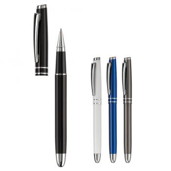 4x Rollerball / aus Metall / mit 2 Zierringen / 4 Farben