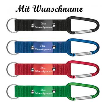 4x Schlüsselanhänger mit Namensgravur - mit Karabiner - 4 verschiedene Farben