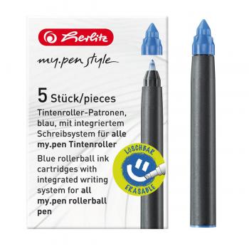 5 Herlitz Tintenroller-Patronen "my.pen" / königsblau