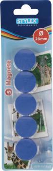 5 Magnete / rund / Durchmesser: 28mm / Farbe: blau