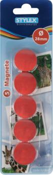 5 Magnete / rund / Durchmesser: 28mm / Farbe: rot