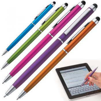 5 Touchpen Kugelschreiber / Farbe: je 1x pink, orange, lila, hellblau, apfelgrün