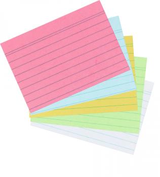 500 Herlitz Karteikarten DIN A8 / liniert / je 100x blau,rosa,grün,weiß,gelb