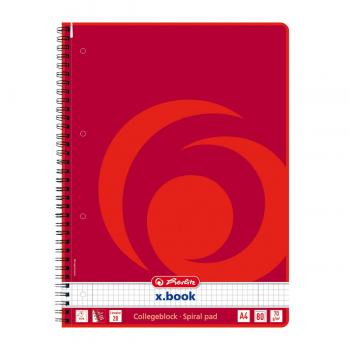 5x Herlitz Collegeblock / DIN A4 / Spiralblock / kariert / 80 Blatt