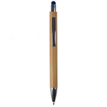 5x Touchpen Holz-Kugelschreiber / Stylusfarbe: blau