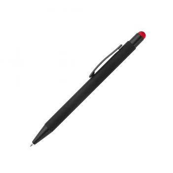 5x Touchpen Kugelschreiber / aus Metall / Farbe: schwarz mit roten Stylus