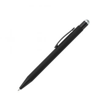 5x Touchpen Kugelschreiber / aus Metall / Farbe: schwarz mit silbernen Stylus