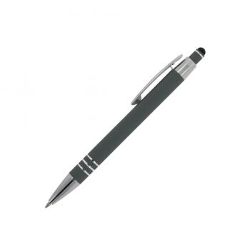 5x Touchpen Kugelschreiber / aus Metall / mit Soft-Touch / Farbe: grau