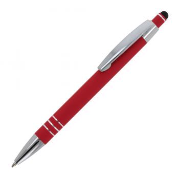 5x Touchpen Kugelschreiber / aus Metall / mit Soft-Touch / Farbe: rot