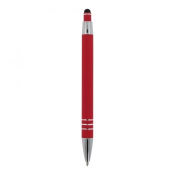 5x Touchpen Kugelschreiber / aus Metall / mit Soft-Touch / Farbe: rot