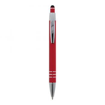 5x Touchpen Kugelschreiber / aus Metall / mit Soft-Touch / Farbe: rot