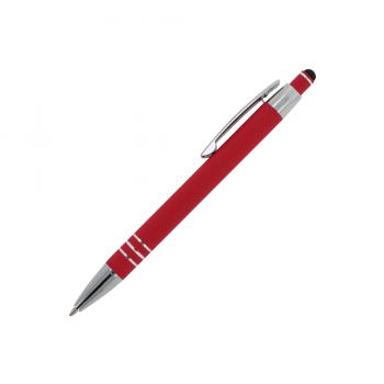 5x Touchpen Kugelschreiber / aus Metall / mit Soft-Touch / Farbe: rot