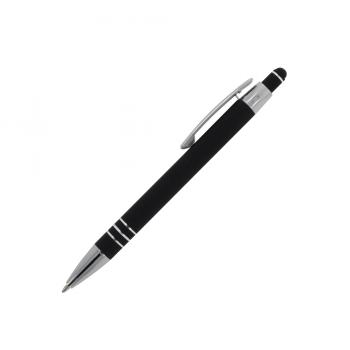 5x Touchpen Kugelschreiber / aus Metall / mit Soft-Touch / Farbe: schwarz