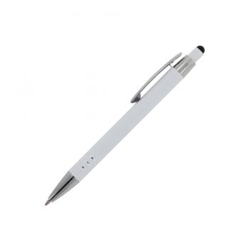 5x Touchpen Kugelschreiber / aus Metall / mit Soft-Touch / Farbe: weiß