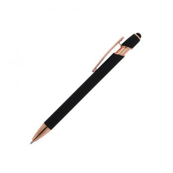 5x Touchpen Kugelschreiber "Roségold" / aus Metall / Soft-Touch / Farbe: schwarz