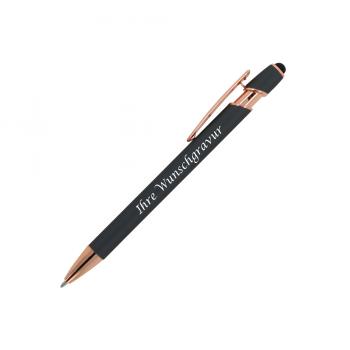 5x Touchpen Kugelschreiber "Roségold" mit Gravur / aus Metall / Farbe: grau