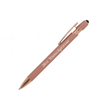 5x Touchpen Kugelschreiber "Roségold" mit Gravur / aus Metall / roségold