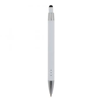 5x Touchpen Kugelschreiber mit Gravur / aus Metall / mit Soft-Touch / weiß