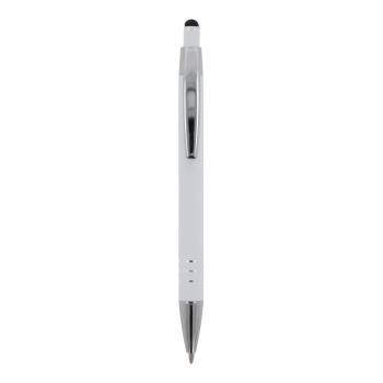 5x Touchpen Kugelschreiber mit Gravur / aus Metall / mit Soft-Touch / weiß