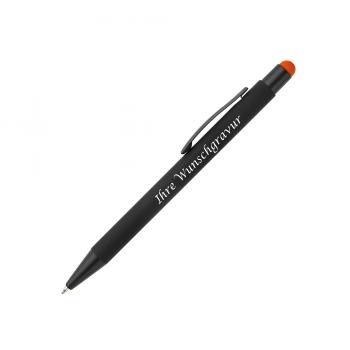 5x Touchpen Kugelschreiber mit Gravur / aus Metall / Stylusfarbe: orange