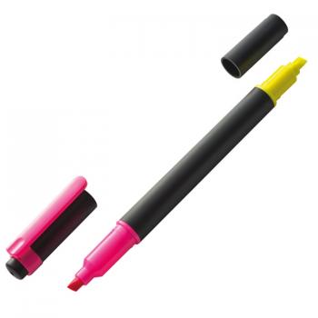 5x Zweifarbiger Textmarker / je eine Seite neongelb + neonpink