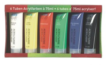 6 Acrylfarben Set verschiedene Farben mit je 75m