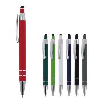 7x Touchpen Kugelschreiber / aus Metall / mit Soft-Touch / 7 Farben