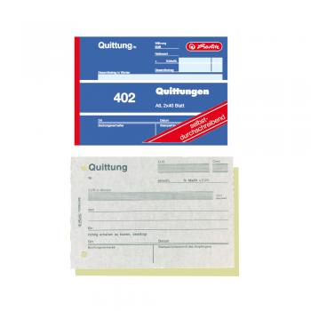 8x Herlitz Quittungsblock 402 / A6 quer / 2x40 Blatt / selbstdurchschreibend