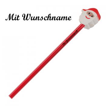 Bleistift mit Namensgravur - HB - mit Motiv Radierer "Weihnachtsmann"