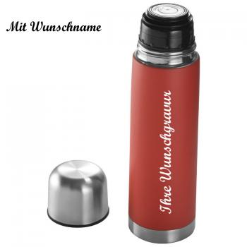 Edelstahl Isolierkanne mit Namensgravur - Thermosflasche - 0,5l - Farbe: rot