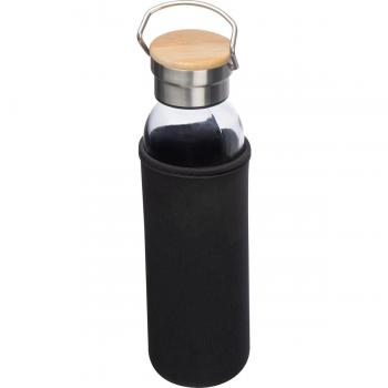 Flasche aus Glas mit Neoprenüberzug / 600ml / Neoprenfarbe: schwarz