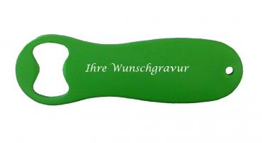 Flaschenöffner mit Gravur / aus Metall / Farbe: grün