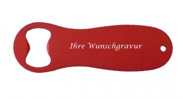 Flaschenöffner mit Gravur / aus Metall / Farbe: rot