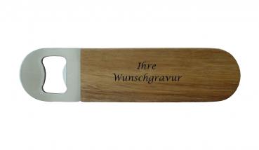 Flaschenöffner mit Gravur / aus Metall mit Holzbelag