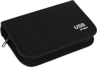 Flashdrive Wallet Aufbewahrungs-Tasche für 6 USB Sticks / Farbe: schwarz