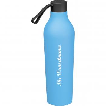 Gummierte Trinkflasche mit Namensgravur / 750ml - Farbe: hellblau