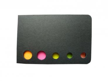 Haftnotiz-Set / mit 5 neonfarbene Haftnotizblöckchen / Farbe: schwarz