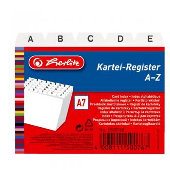 Herlitz Karteikarten Register A-Z / Karteiregister / PP / DIN A7 / Farbe: weiß