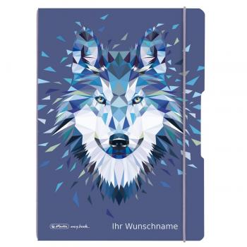 Herlitz Notizheft flex mit Gravur / A4 / je 40 Blatt kariert + liniert / "Wolf"