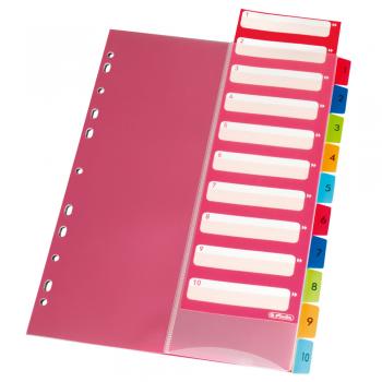 Herlitz Ordner Register / 1-10 / PP / DIN A4 / farbig / 10tlg.