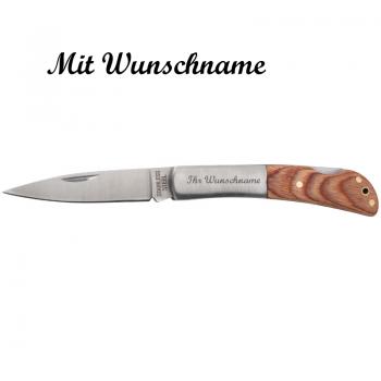 Hochwertiges Klappmesser mit Namensgravur - mit Holzgriff - Taschenmesser