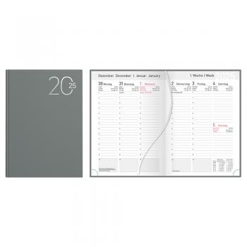 Idena Wochenkalender 2025 XL / Buchkalender / Farbe: grau