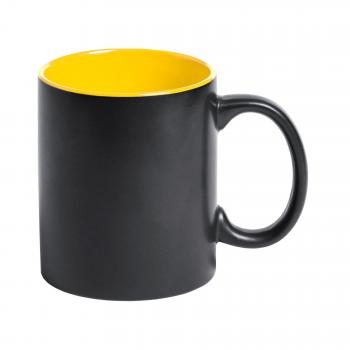 Keramiktasse / Kaffeetasse / 350 ml / Farbe: aussen schwarz, innen gelb