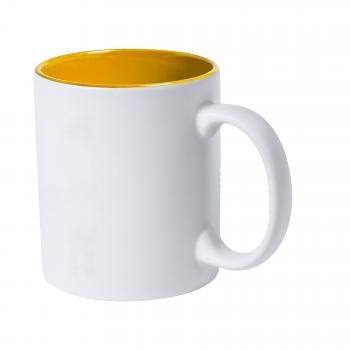 Keramiktasse / Kaffeetasse / 350 ml / Farbe: aussen weiß, innen gelb