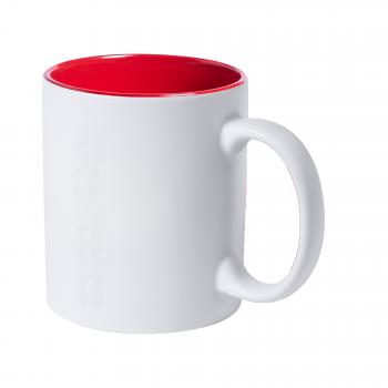 Keramiktasse / Kaffeetasse / 350 ml / Farbe: aussen weiß, innen rot