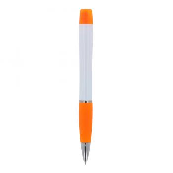 Kugelschreiber / mit dreifarbigen Textmarker / Farbe: weiß-orange