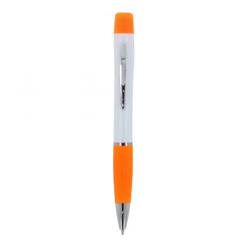 Kugelschreiber / mit dreifarbigen Textmarker / Farbe: weiß-orange