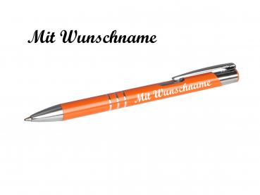 Kugelschreiber aus Metall mit Namensgravur - Farbe: orange (matt)