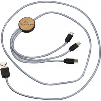 Ladekabel mit Gravur / 1,2 m lang / C-Type-, Mikro-USB- und iOS